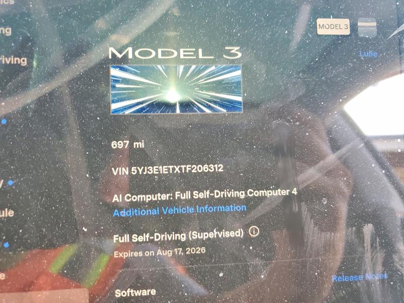 65436156 :رقم المزاد ، 5YJ3E1ETXTF206312 vin ، 2026 Tesla Model 3 مزاد بيع