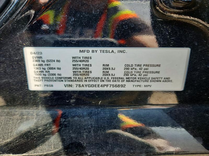 Продаж на аукціоні авто 2023 Tesla Model Y, vin: 7SAYGDEE4PF756892, номер лоту: 64065176
