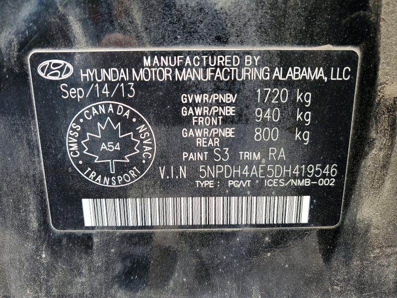 Aukcja sprzedaży 2013 Hyundai Elantra, vin: 5NPDH4AE5DH419546, numer aukcji: 63237576