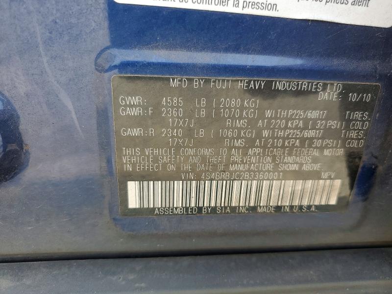 2011 Subaru Outback მანქანა იყიდება აუქციონზე, vin: 4S4BRBJC2B3360001, აუქციონის ნომერი: 63775696