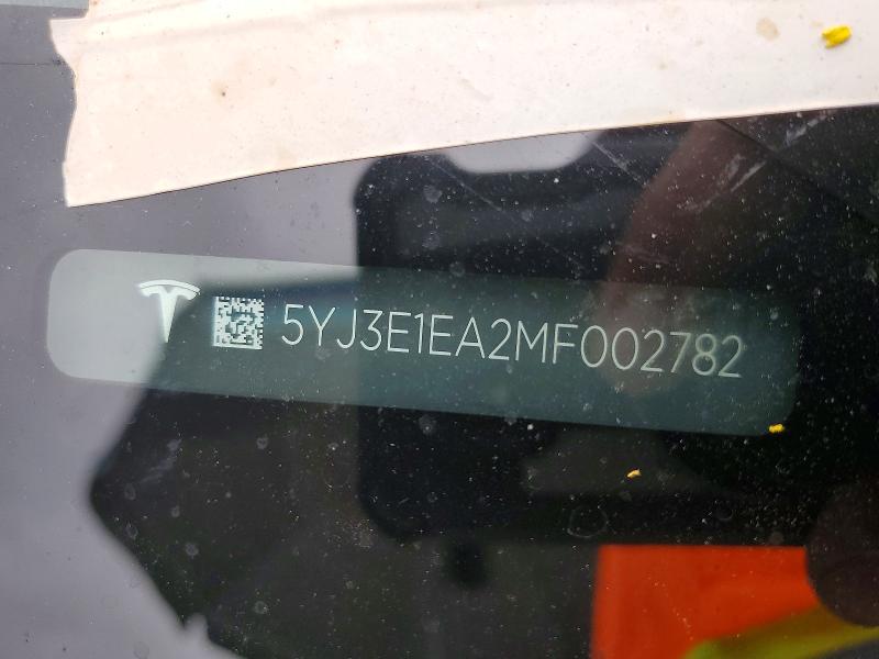 65016976 :رقم المزاد ، 5YJ3E1EA2MF002782 vin ، 2021 Tesla Model 3 مزاد بيع