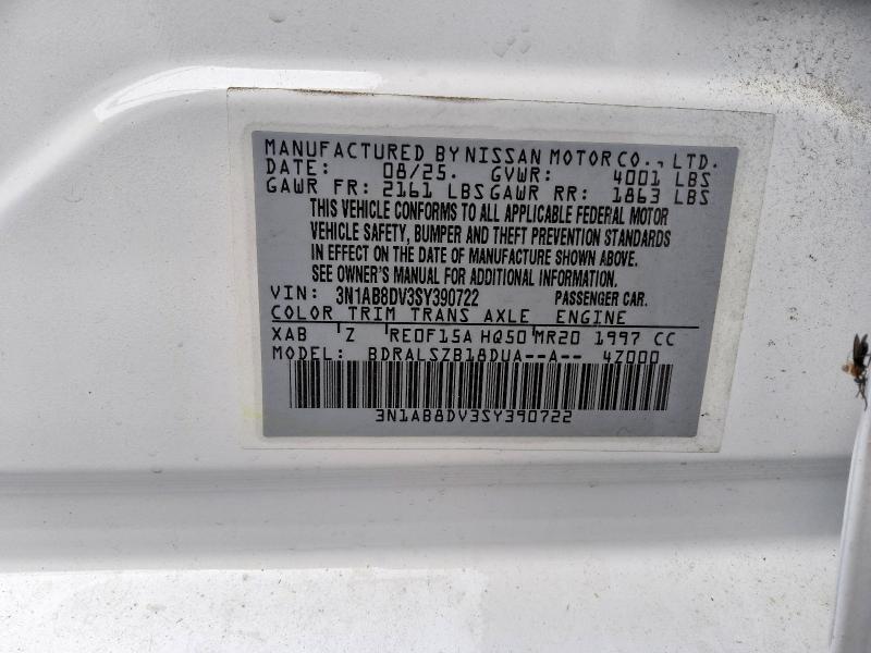 Aukcja sprzedaży 2025 Nissan Sentra, vin: 3N1AB8DV3SY390722, numer aukcji: 65456716