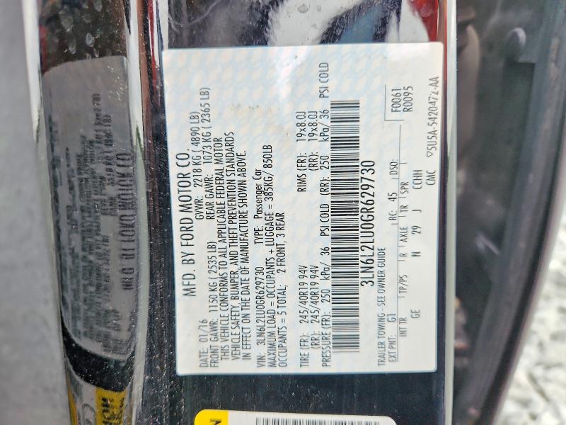 65699386 :رقم المزاد ، 3LN6L2LU0GR629730 vin ، 2016 Lincoln Mkz مزاد بيع
