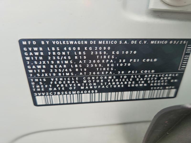 Aukcja sprzedaży 2025 Volkswagen Taos, vin: 3VV2C7B25SM040499, numer aukcji: 65592466