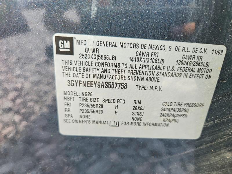 2010 Cadillac Srx მანქანა იყიდება აუქციონზე, vin: 3GYFNEEY9AS557758, აუქციონის ნომერი: 65494716