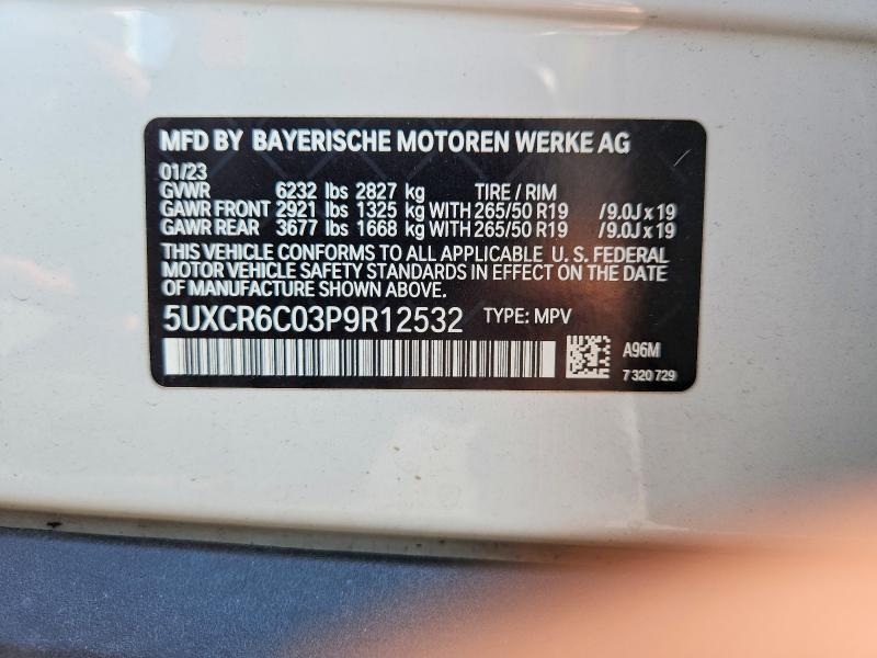 63893856 :رقم المزاد ، 5UXCR6C03P9R12532 vin ، 2023 Bmw X5 مزاد بيع