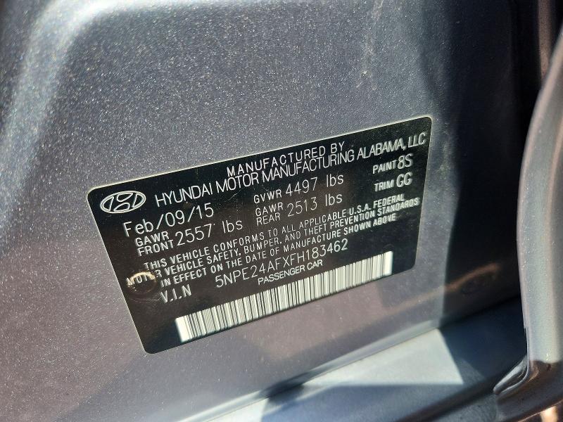 2015 Hyundai Sonata მანქანა იყიდება აუქციონზე, vin: 5NPE24AFXFH183462, აუქციონის ნომერი: 63952596