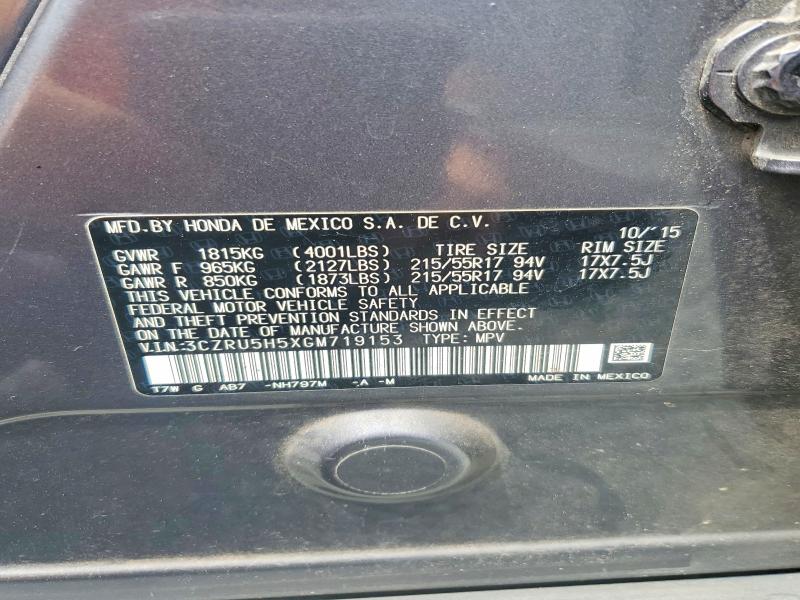 Продаж на аукціоні авто 2016 Honda Hr-v, vin: 3CZRU5H5XGM719153, номер лоту: 65117926