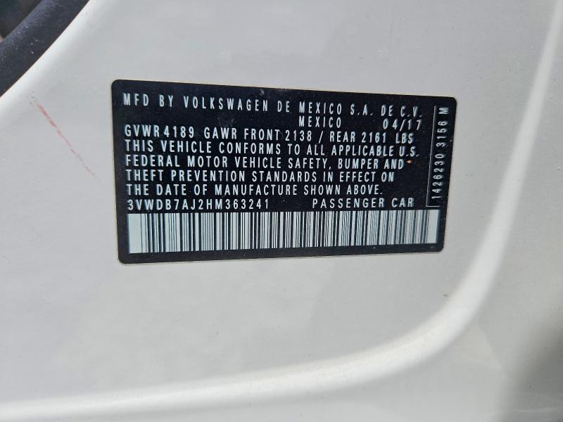 Продажа на аукционе авто 2017 Volkswagen Jetta, vin: 3VWDB7AJ2HM363241, номер лота: 64438126