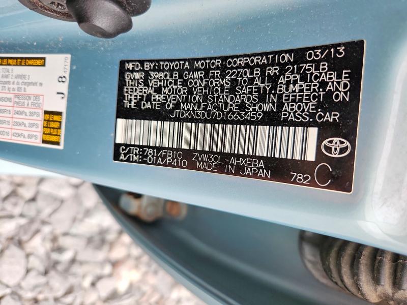 64086956 :رقم المزاد ، JTDKN3DU7D1663459 vin ، 2013 Toyota Prius مزاد بيع