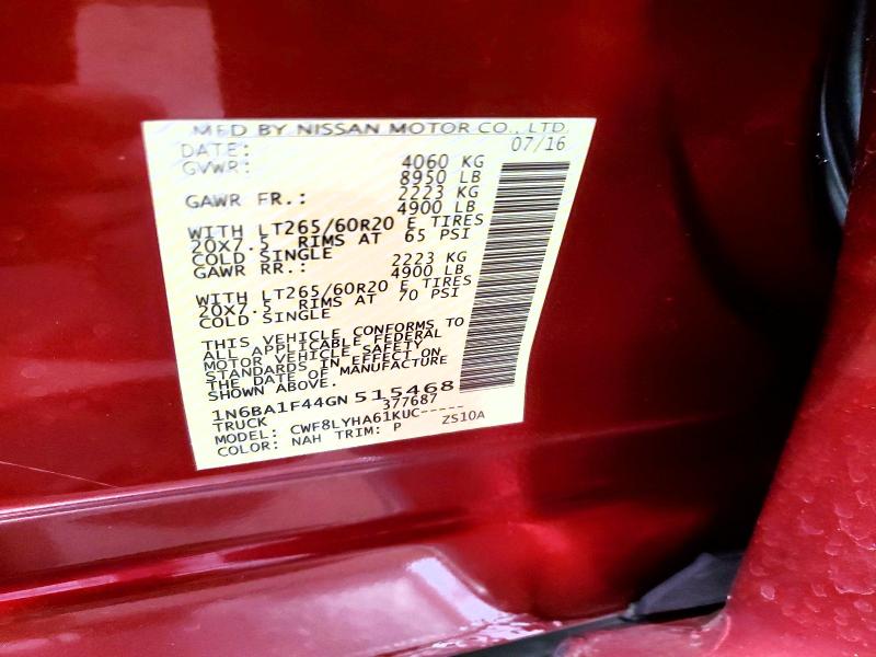 Aukcja sprzedaży 2016 Nissan Titan Xd, vin: 1N6BA1F44GN515468, numer aukcji: 64941046