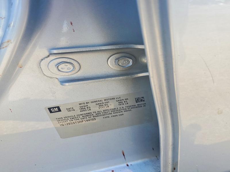67191916 :رقم المزاد ، 1G1ZE5ST3HF144723 vin ، 2017 Chevrolet Malibu مزاد بيع