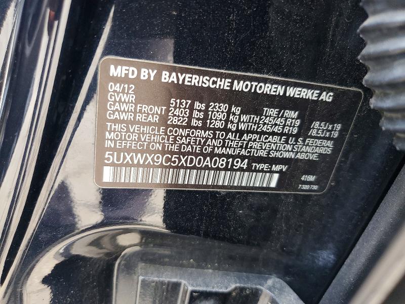 Aukcja sprzedaży 2013 Bmw X3, vin: 5UXWX9C5XD0A08194, numer aukcji: 63552796