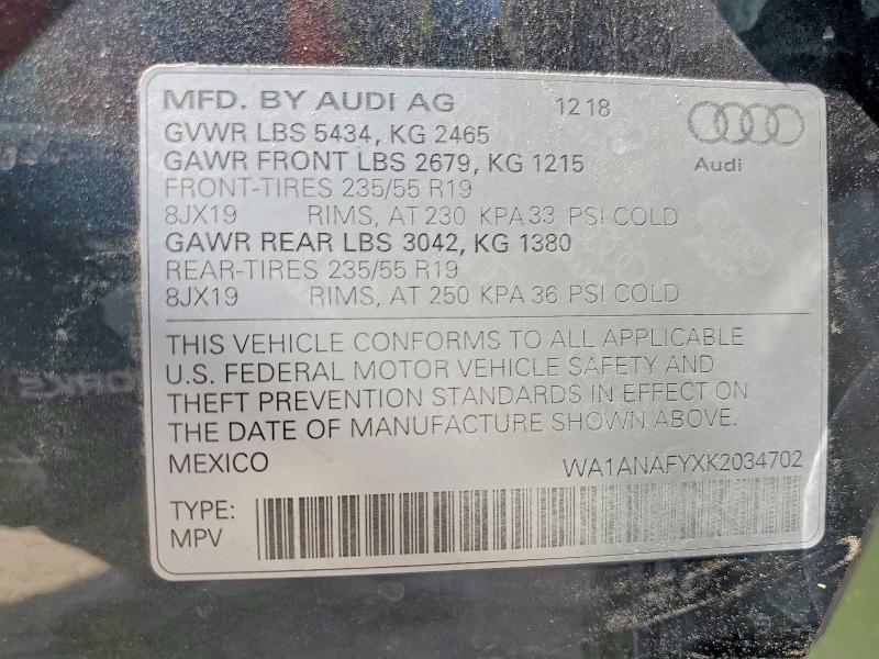 Aukcja sprzedaży 2019 Audi Q5, vin: WA1ANAFYXK2034702, numer aukcji: 64900086