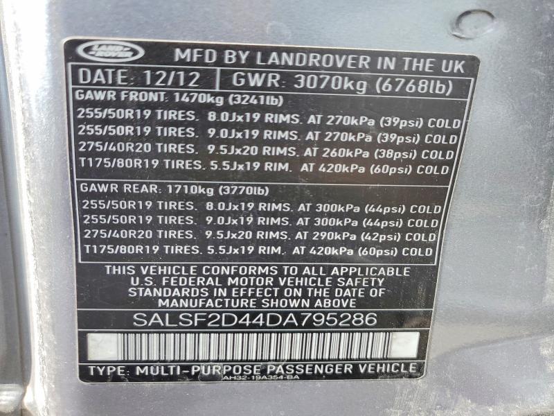 Продажа на аукционе авто 2013 Land Rover Range Rover Sport, vin: SALSF2D44DA795286, номер лота: 67102596