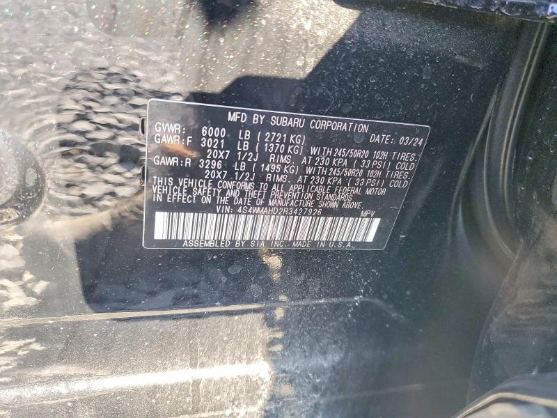 Продаж на аукціоні авто 2024 Subaru Ascent, vin: 4S4WMAHD2R3427926, номер лоту: 63728326