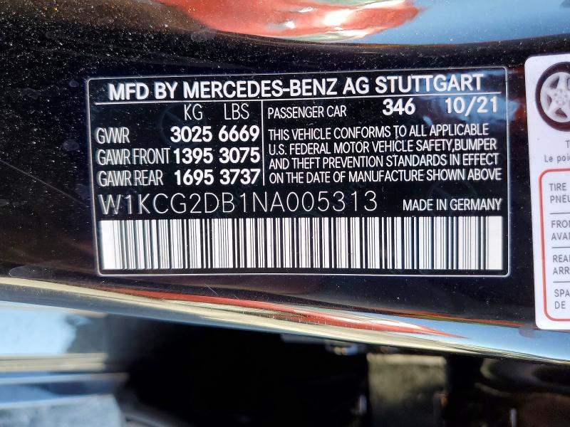 65856016 :رقم المزاد ، W1KCG2DB1NA005313 vin ، 2022 Mercedes-benz Eqs Sedan مزاد بيع