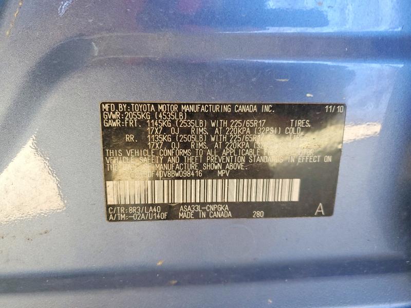 2011 Toyota Rav4 მანქანა იყიდება აუქციონზე, vin: 2T3DF4DV8BW098416, აუქციონის ნომერი: 63412706
