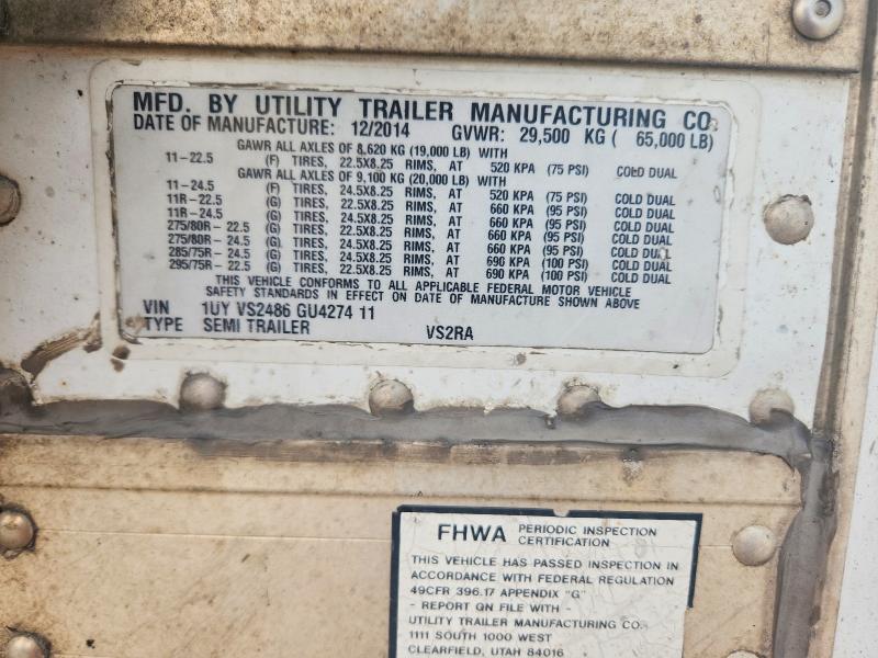 Aukcja sprzedaży 2016 Utility Trailer Vsra Reefe, vin: 1UYVS2486GU427411, numer aukcji: 66835296