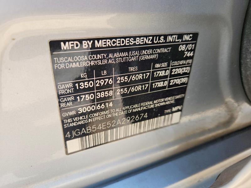 Aukcja sprzedaży 2002 Mercedes-benz M-class, vin: 4JGAB54E52A292674, numer aukcji: 66645056