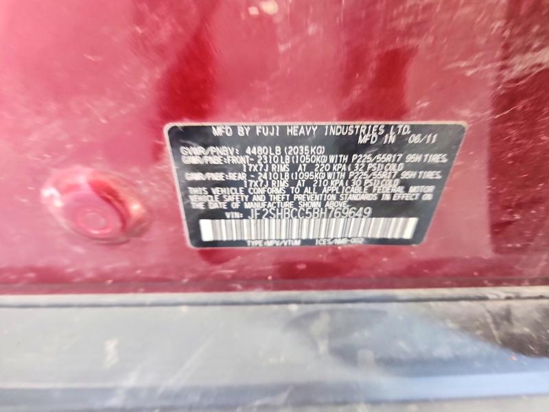 Продажа на аукционе авто 2011 Subaru Forester, vin: JF2SHBCC5BH769649, номер лота: 64010226