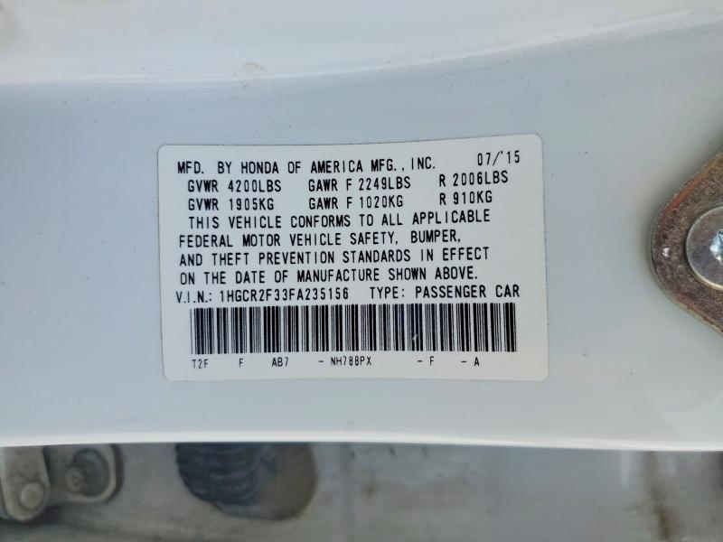 2015 Honda Accord მანქანა იყიდება აუქციონზე, vin: 1HGCR2F33FA235156, აუქციონის ნომერი: 65824496