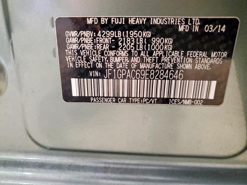 Aukcja sprzedaży 2014 Subaru Impreza, vin: JF1GPAC69E8284646, numer aukcji: 66644006