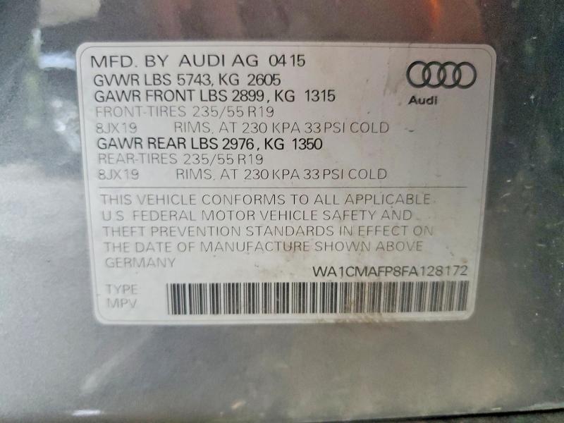 Aukcja sprzedaży 2015 Audi Q5, vin: WA1CMAFP8FA128172, numer aukcji: 64004086