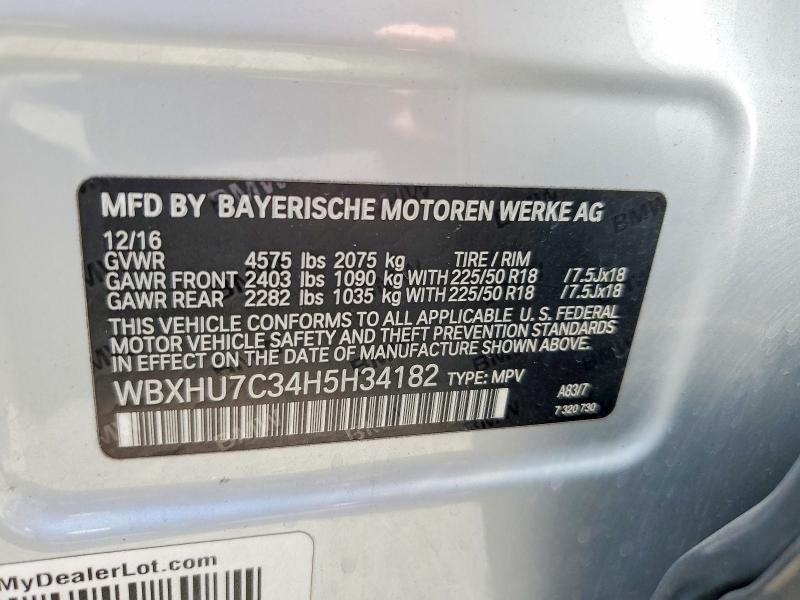 66794316 :رقم المزاد ، WBXHU7C34H5H34182 vin ، 2017 Bmw X1 مزاد بيع