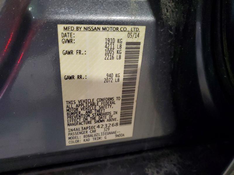 2014 Nissan Altima მანქანა იყიდება აუქციონზე, vin: 1N4AL3AP1EC423268, აუქციონის ნომერი: 65143176