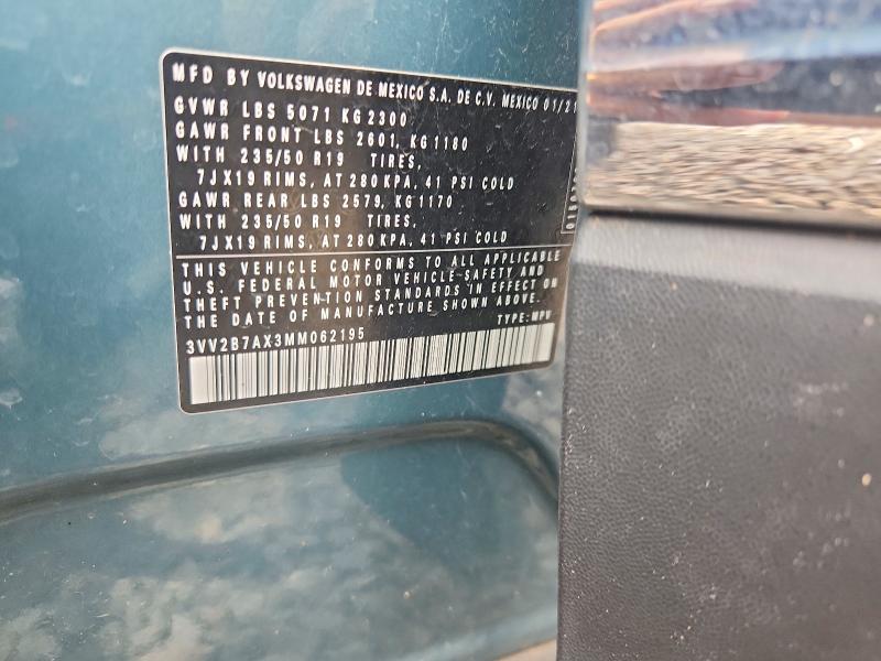 Aukcja sprzedaży 2021 Volkswagen Tiguan, vin: 3VV2B7AX3MM062195, numer aukcji: 65709116