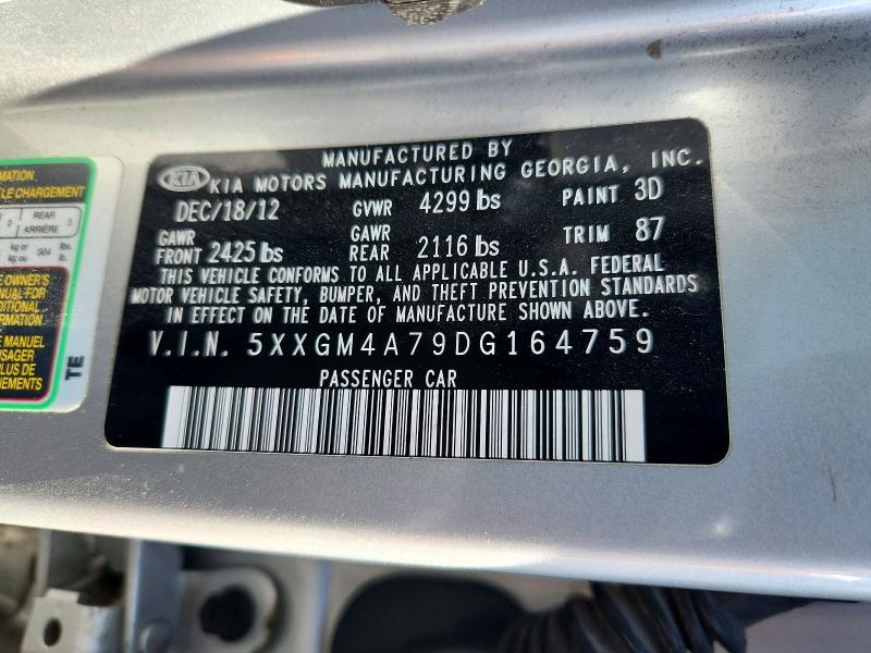 Aukcja sprzedaży 2013 Kia Optima, vin: 5XXGM4A79DG164759, numer aukcji: 66636536