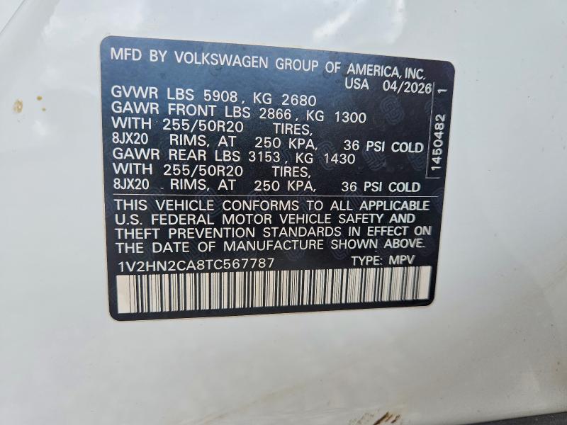 Aukcja sprzedaży 2026 Volkswagen Atlas, vin: 1V2HN2CA8TC567787, numer aukcji: 63355156