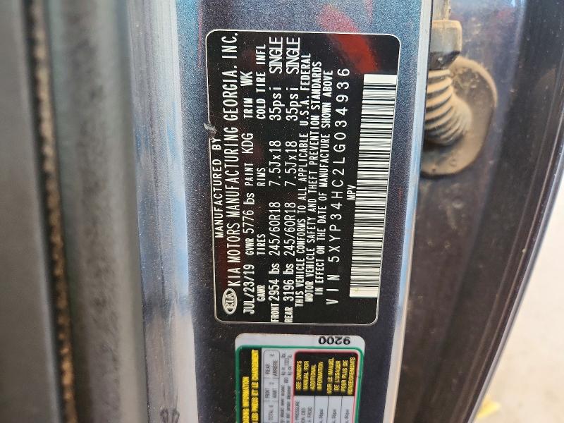 2020 Kia Telluride მანქანა იყიდება აუქციონზე, vin: 5XYP34HC2LG034936, აუქციონის ნომერი: 64382356