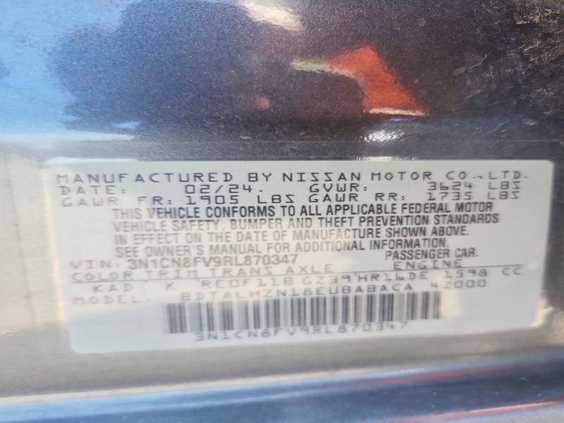 Продаж на аукціоні авто 2024 Nissan Versa, vin: 3N1CN8FV9RL870347, номер лоту: 65711926