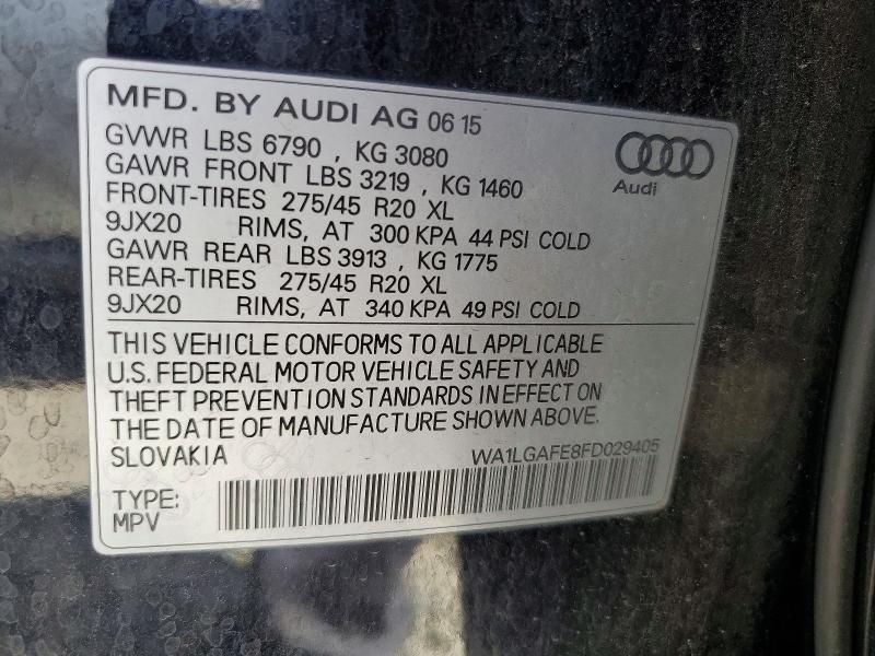Aukcja sprzedaży 2015 Audi Q7, vin: WA1LGAFE8FD029405, numer aukcji: 64953186