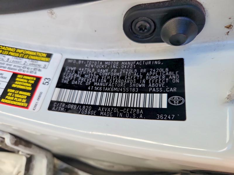 Aukcja sprzedaży 2021 Toyota Camry, vin: 4T1K61AK6MU455183, numer aukcji: 65220776