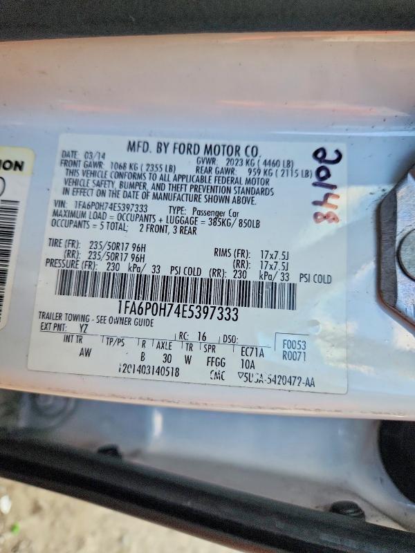 Продажа на аукционе авто 2014 Ford Fusion, vin: 1FA6P0H74E5397333, номер лота: 67315356