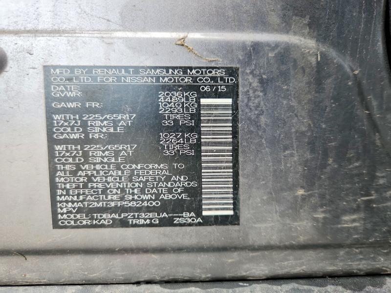 2015 Nissan Rogue მანქანა იყიდება აუქციონზე, vin: KNMAT2MT3FP582400, აუქციონის ნომერი: 65071476