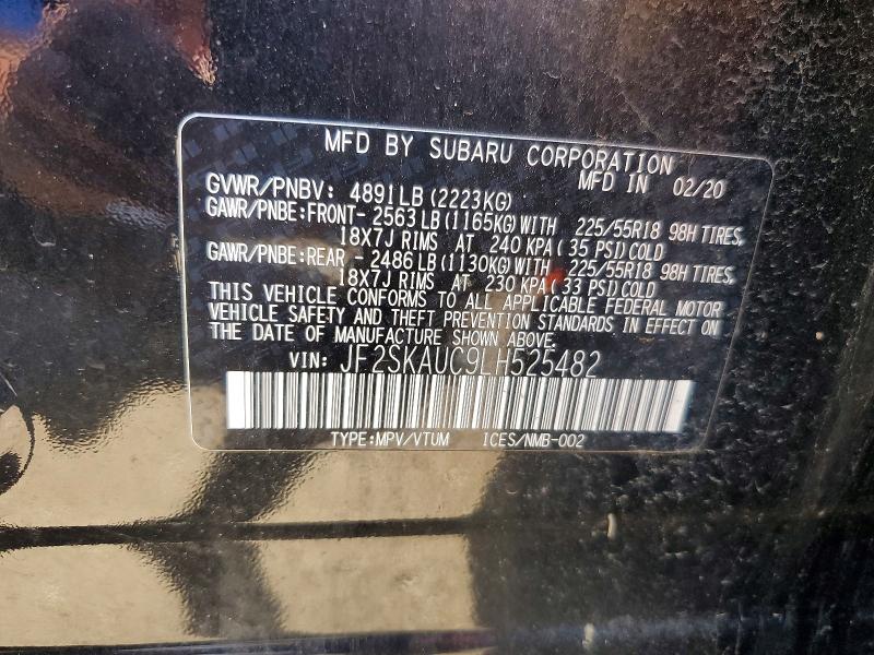 Aukcja sprzedaży 2020 Subaru Forester, vin: JF2SKAUC9LH525482, numer aukcji: 64586196