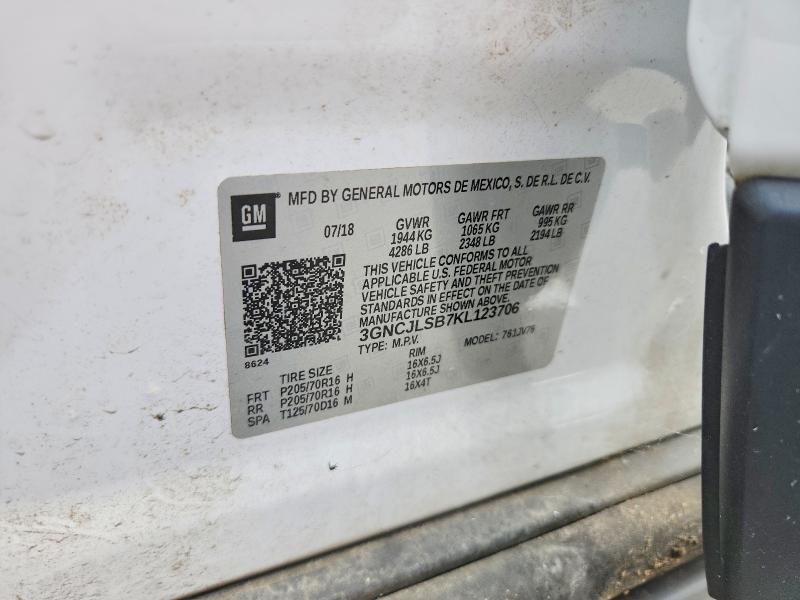Auction sale of the 2019 Chevrolet Trax, vin: 3GNCJLSB7KL123706, lot number: 66803486