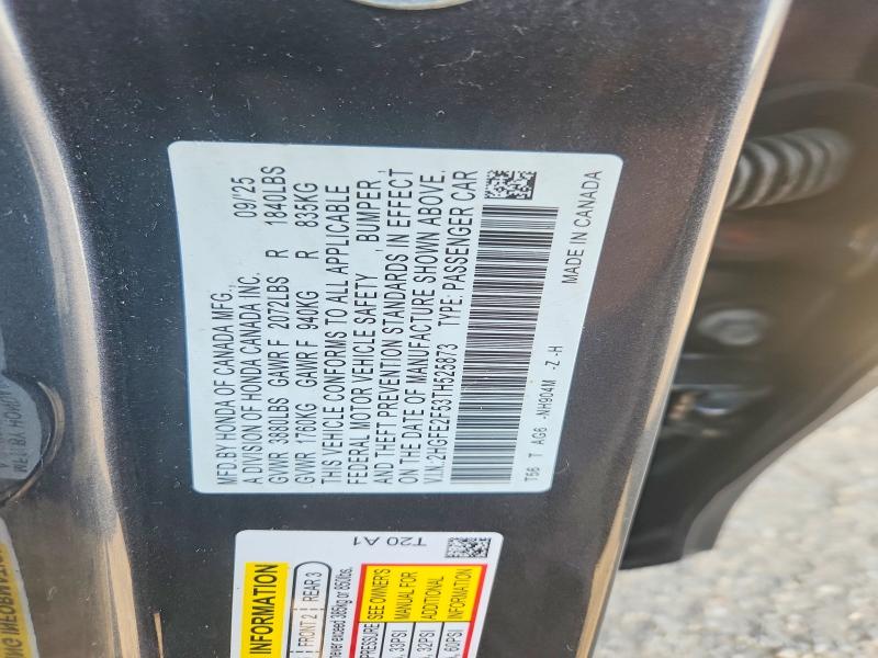 Продаж на аукціоні авто 2026 Honda Civic, vin: 2HGFE2F53TH525873, номер лоту: 65057376