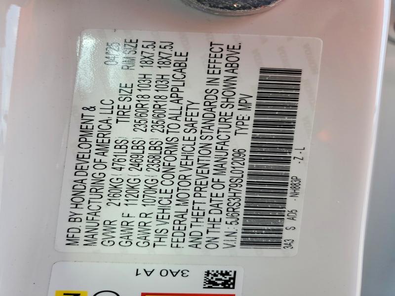 Продаж на аукціоні авто 2025 Honda Cr-v, vin: 5J6RS3H79SL012096, номер лоту: 64475806