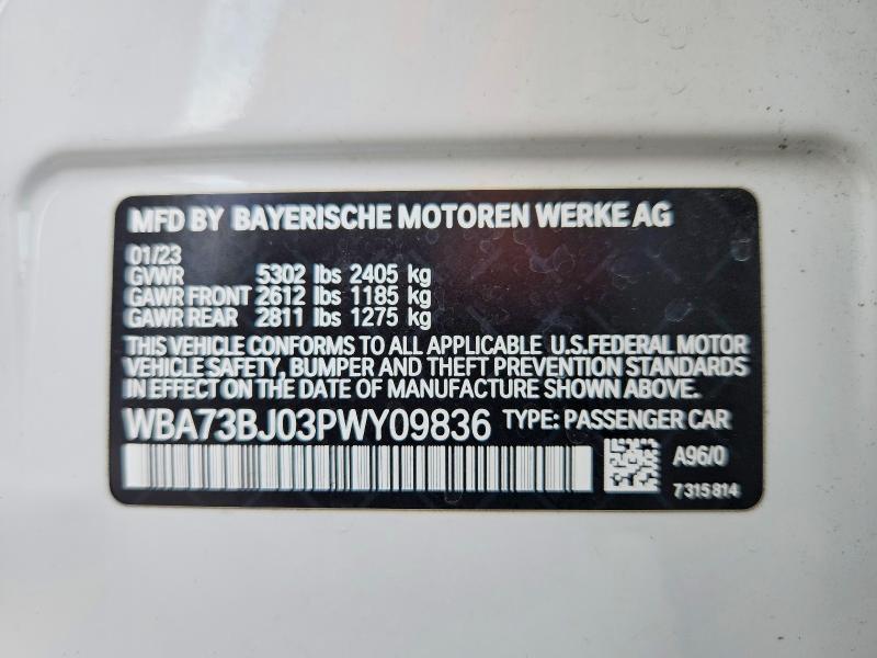 63614666 :رقم المزاد ، WBA73BJ03PWY09836 vin ، 2023 Bmw 540 مزاد بيع
