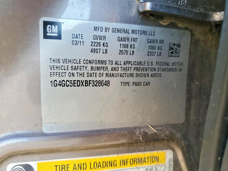 2011 Buick Lacrosse მანქანა იყიდება აუქციონზე, vin: 1G4GC5EDXBF328648, აუქციონის ნომერი: 64599666