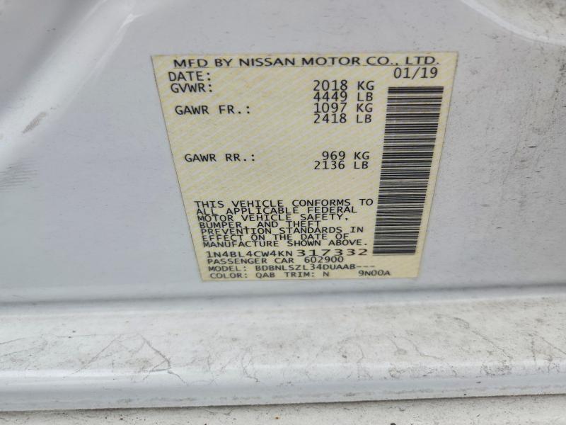 Продаж на аукціоні авто 2019 Nissan Altima, vin: 1N4BL4CW4KN317332, номер лоту: 66642296