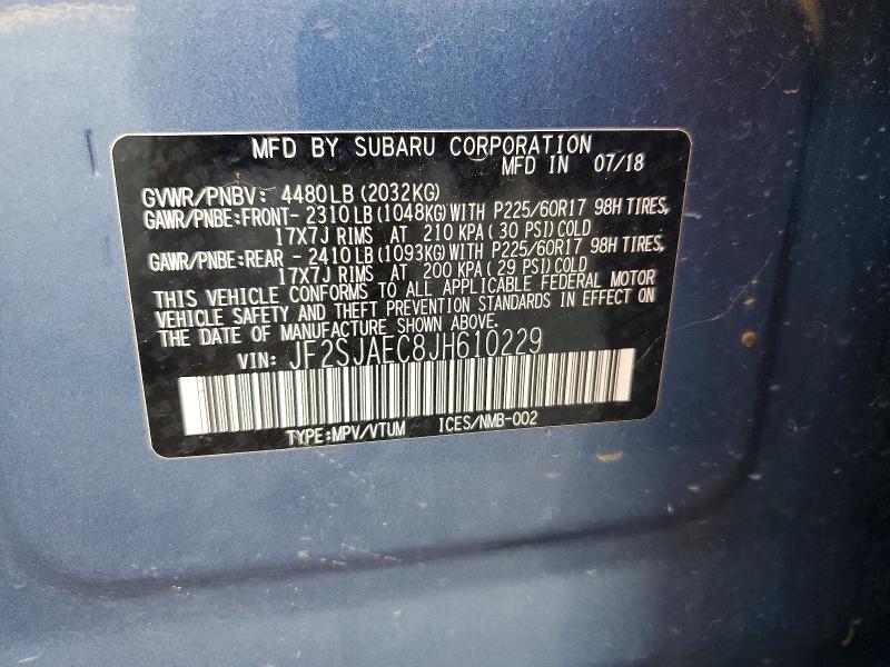 Aukcja sprzedaży 2018 Subaru Forester, vin: JF2SJAEC8JH610229, numer aukcji: 64002306