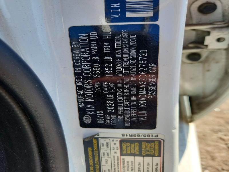 63241636 :رقم المزاد ، KNADM4A32D6276721 vin ، 2013 Kia Rio مزاد بيع