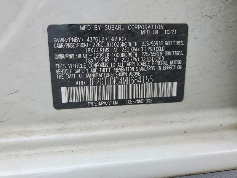 64452336 :رقم المزاد ، JF2GTHNC4MH664155 vin ، 2021 Subaru Crosstrek مزاد بيع