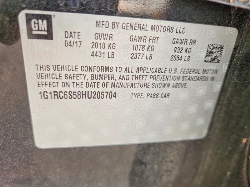 63943266 :رقم المزاد ، 1G1RC6S58HU205704 vin ، 2017 Chevrolet Volt مزاد بيع